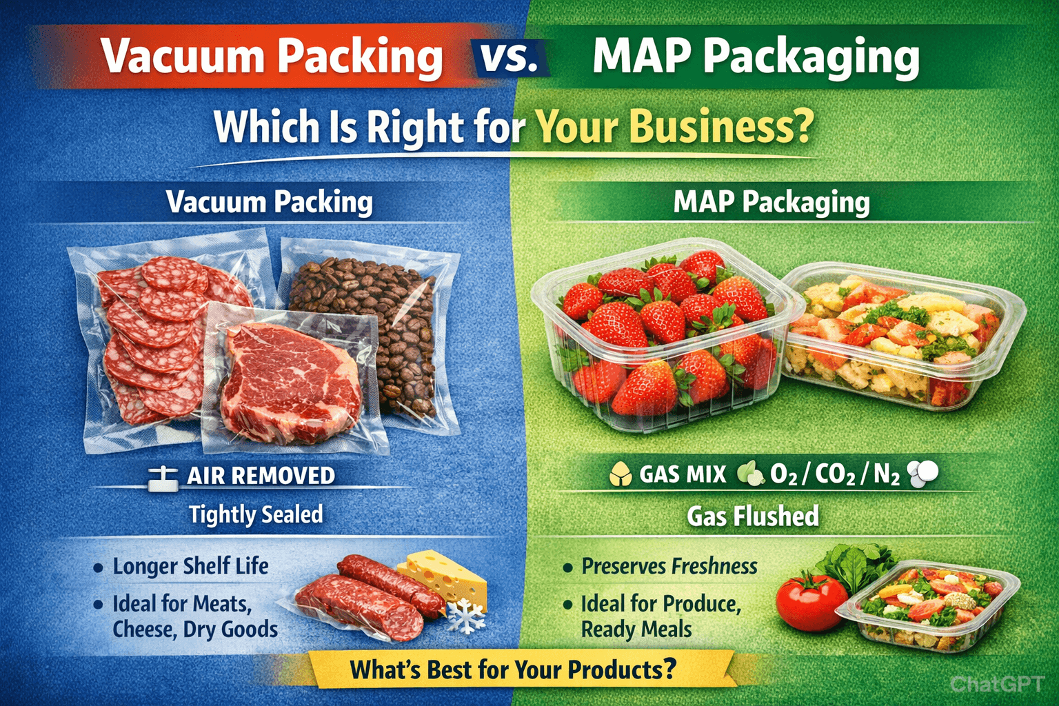 Vacuum Packing vs MAP Packaging: Which Is Right for Your Business?